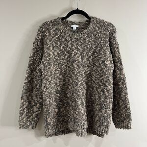 J. Jill Wool Blend Brown Popcorn Knit Chunky Sweater size Medium